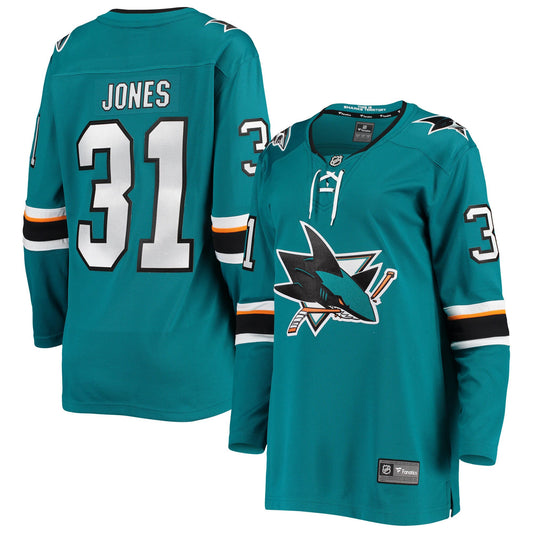 Martin Jones San Jose Sharks Fanatics Branded Women's Breakaway Home Team Player Jersey - Teal